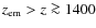 $z_{\rm em}>z\ga 1400$