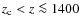 $z_{\rm c}<z\la 1400$