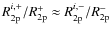 $R^{i,+}_{\rm 2p}/R^{+}_{\rm 2p}\approx R^{i,-}_{\rm 2p}/R^{-}_{\rm 2p}$