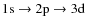 $\rm 1s\rightarrow 2p \rightarrow 3d$
