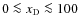 $0\la {{x_{\rm D}}}\la 100$