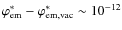 $\varphi^\ast_{\rm em}-\varphi^\ast_{\rm em, vac}\sim 10^{-12}$