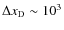$\Delta{{x_{\rm D}}}\sim 10^3$