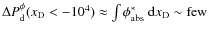 $\Delta P^{\phi}_{\rm d}({{x_{\rm D}}}<-10^4)\approx \int \phi_{\rm abs}^\ast {~\rm d}{{x_{\rm D}}}\sim {\rm few}$
