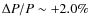 $\Delta P/P\sim+2.0\%$