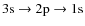 $\rm 3s\rightarrow 2p \rightarrow 1s$