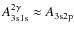 $A^{2\gamma}_{\rm 3s1s}\approx A_{\rm 3s2p}$