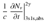 $\displaystyle %
\left.\frac{1}{c}~\frac{\partial N_{\nu}}{\partial t}\right\vert^{2\gamma}_{\rm 3s1s, abs}$