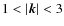 $1<\vert{\vec{k}}\vert<3$