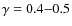 $\gamma=0.4{-}0.5$