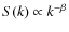 $S(k)\propto k^{-\beta}$