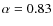 $\alpha=0.83$