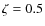 $\zeta=0.5$