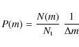 \begin{displaymath}P(m) = {N(m) \over N_{\rm t}} \ {1 \over \Delta m}
\end{displaymath}