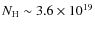 $N_{\rm
H}\sim3.6\times10^{19}$
