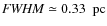 $\mathit{FWHM}
\simeq 0.33~ \mbox{ pc}$