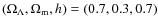 $(\Omega_\Lambda,\Omega_{\rm m},h)=(0.7,0.3,0.7)$