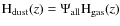 ${\rm {H_{dust}}{\it (z)}} = \Psi_{\rm all} {\rm {H_{gas}}{\it (z)}}$