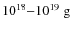 $10^{18}{-}10^{19}~{\rm g}$