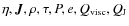 $\eta,{\vec{J}} ,\rho,\tau,P, e,Q_{\rm visc},Q_{\rm J} $