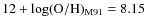 $12 + \log ({\rm O/H})_{\rm M91}=8.15$