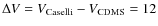 $\Delta V = V_{\rm Caselli} - V_{\rm CDMS} = 12$