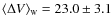 $\langle \Delta V \rangle _{\scriptscriptstyle \rm W}
= 23.0\pm3.1$