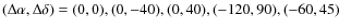 $(\Delta \alpha, \Delta \delta) = (0,0), (0,-40), (0,40),
(-120,90), (-60,45)$