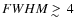 $FWHM \;
\raise0.3ex\hbox{$>$\kern-0.75em\raise-1.1ex\hbox{$\sim$ }}\;4$