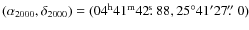 $(\alpha_{2000}, \delta_{2000}) = (04^{\rm h} 41^{\rm m} 42\hbox{$.\!\!^{\rm s}$ }88, 25^{\circ} 41^{\prime} 27\hbox{$.\!\!^{\prime\prime}$ }0)$