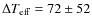 $\Delta T_{\rm eff}= 72 \pm 52$