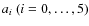 $a_i~(i=0,\ldots,5)$