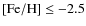 ${\rm [Fe/H]}\le -2.5$