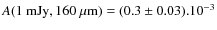$A(1~{\rm mJy}, 160~ \mu\rm m) = (0.3 \pm 0.03).10^{-3}$