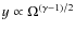 $y \propto \Omega^{(\gamma-1)/2}$