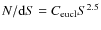 $N/{\rm d}S = C_{\rm eucl} S^{2.5}$