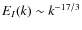 $E_I(k)\sim k^{-17/3}$