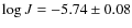$\log J = -5.74 \pm 0.08$