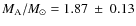 $M_{\rm A}/M_\odot = 1.87~\pm~0.13$