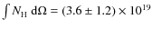 $\int N_{\rm H}~{\rm d}\Omega = (3.6 \pm 1.2) \times 10^{19}$
