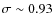 $\sigma \sim 0.93$