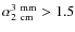 $\alpha^{\rm {3~mm}}_{\rm {2~cm}} > 1.5$
