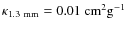 $\kappa_{\rm 1.3~mm} = 0.01~ {\rm cm}^2 {\rm g}^{-1}$