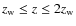 $z_{\rm w}\le z\le 2z_{\rm w}$