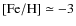 $\rm [Fe/H] \simeq -3$