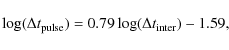 \begin{displaymath}\log(\Delta t_{\rm pulse}) = 0.79\log(\Delta t_{\rm inter}) - 1.59 ,
\end{displaymath}
