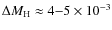$\Delta
M_{\rm H} \approx 4{-}5\times 10^{-3}$