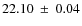 $22.10~ \pm ~0.04$