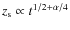 $z_{\rm s}\propto t^{1/2+\alpha/4}$