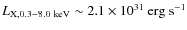 $L_{\rm X,0.3-8.0~keV} \sim 2.1 \times10^{31}~{\rm erg~s^{-1}}$